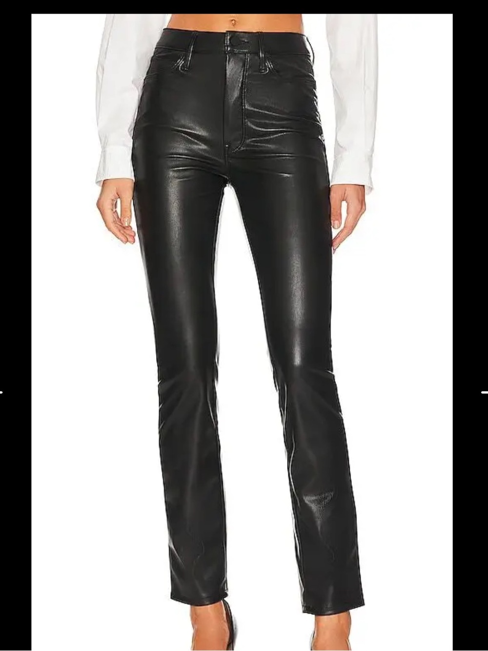 MOTHER The Dazzler Skimp Faux Leather Wax On Wax Off Black 27 NWOT